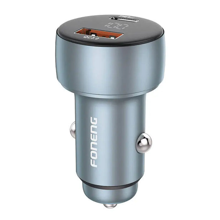 Foneng C18 1xUSB-A 1xUSB-C 2.4A 48W car charger (grey) + USB-C to USB-C cable - Car chargers<<<Chargers<<<GSM