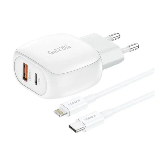 Foneng EU41 USB-C + USB-A 20W network charger + USB-C - Lightning cable (white) - mains chargers<<<Chargers<<<GSM