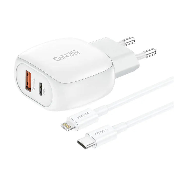 Foneng EU41 USB-C + USB-A 20W network charger + USB-C - Lightning cable (white) - mains chargers<<<Chargers<<<GSM
