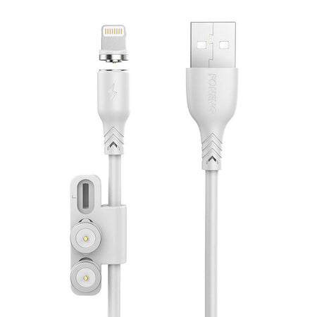 Foneng X62 Magnetic 3in1 USB to USB-C / Lightning / Micro USB Cable 2.4A 1m (White) - Combo Cables<<<USB cables<<<GSM