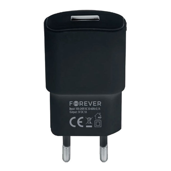 CHARGER 220V FOREVER 1A 1XUSB BLACK