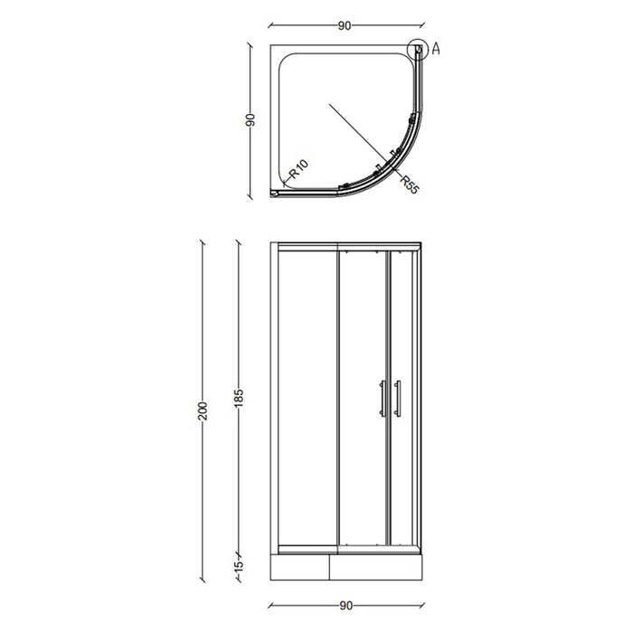 SHOWER CABIN 90X90 FORMINA BANYO PERLINE NEW