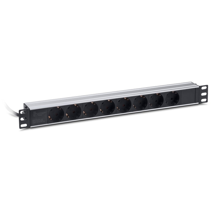 Formrack 19" 8 way power outlet strip (Schuko)  Aluminium 1U