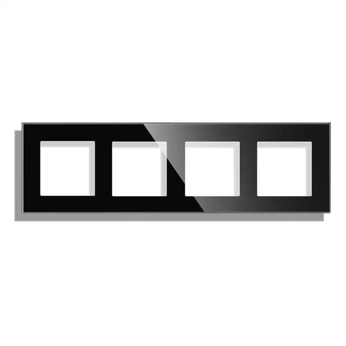 FRAME QUAD GLASS BLACK LUXON - Ключове и контакти<<<Електроматериали<<<Praktiker&&&Ключове и