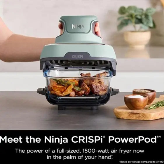 Fryer NINJA Crispi 4-in-1 Portable Glass Air Fryer FN101EUSG 3.8 l Sage Green - Здравословно хранене<<<Малки