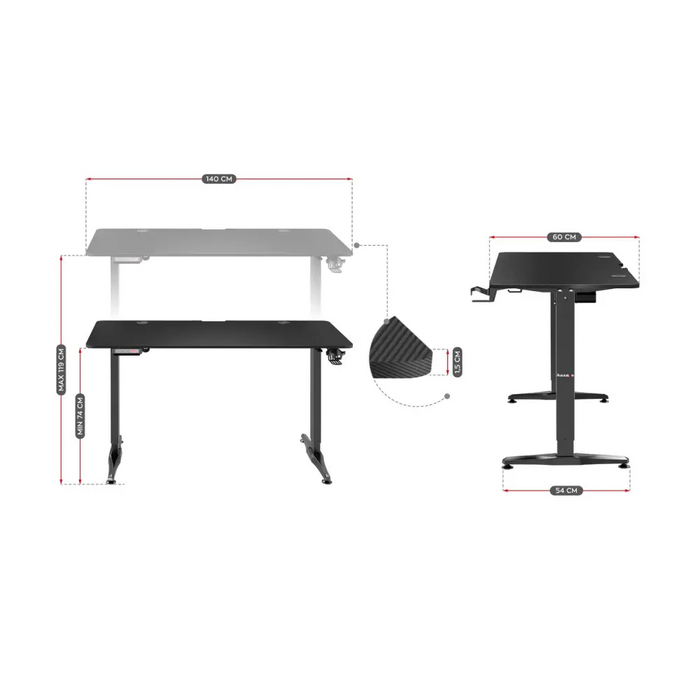 GAMING DESK HUZARO HERO 8.5 BLACK - Tables and desksGAM-STO<<<PC GamingGAM<<<ActionPL