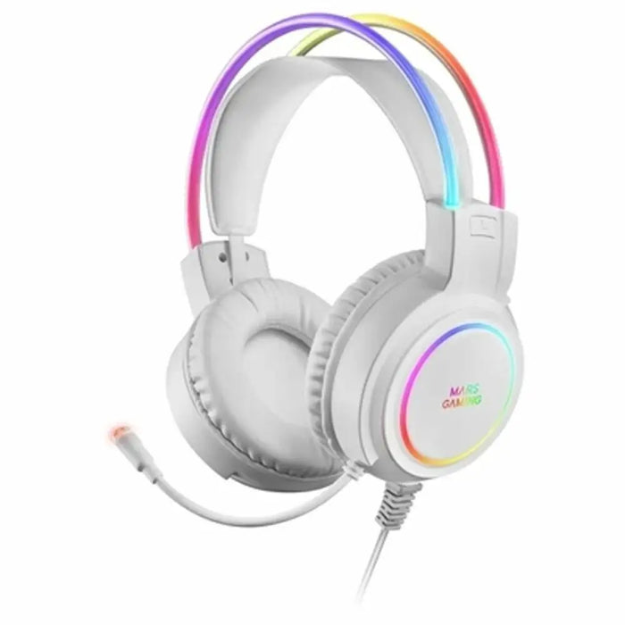 Gaming Earpiece with Microphone Mars Gaming MHRGBW White - Електроника Периферни и резервни части<<<Компютри|