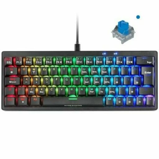 Gaming Keyboard Mars Gaming MKMINIPROBES Black Qwerty US - Компютър Игри<<<Компютри| Електроника<<<BigBuy&&&Gaming