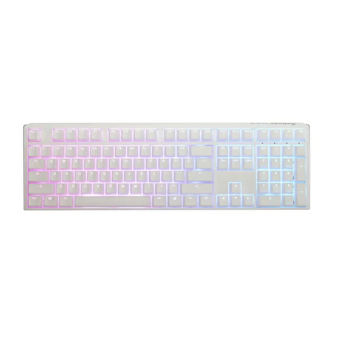 Gaming Mechanical Keyboard Ducky One 3 Pure White Full Size Hotswap Cherry MX Blue RGB PBT Keycaps - Геймърски