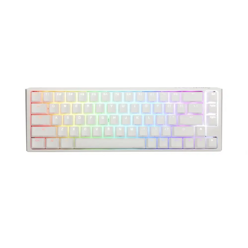 Gaming Mechanical Keyboard Ducky One 3 Pure White SF 65% Hotswap Cherry MX Blue RGB PBT Keycaps - Геймърски