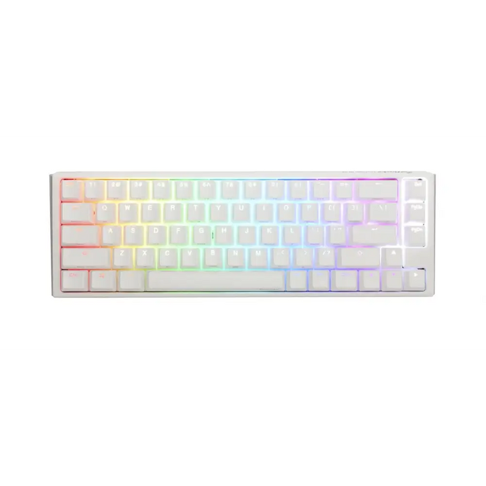 Gaming Mechanical Keyboard Ducky One 3 Pure White SF 65% Hotswap Cherry MX Blue RGB PBT Keycaps - Геймърски