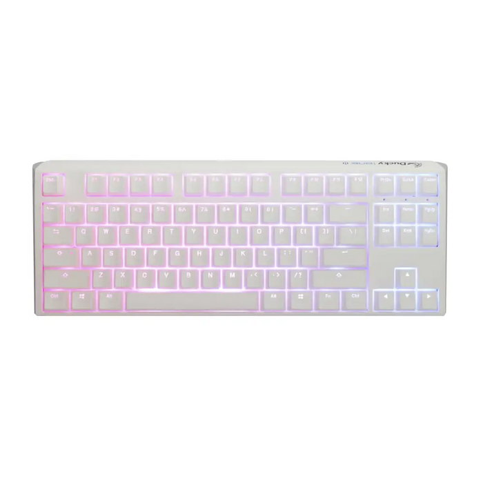 Gaming Mechanical Keyboard Ducky One 3 Pure White TKL Hotswap Cherry MX Blue RGB PBT Keycaps - Геймърски