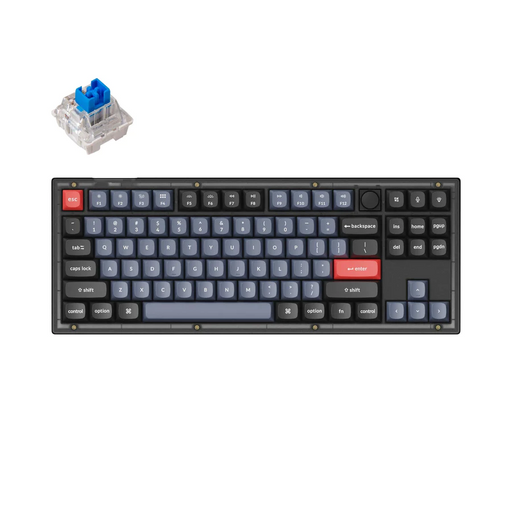 Gaming Mechanical Keyboard Keychron V3 TKL Knob QMK Frosted Black Translucent Keychron K Pro Blue Switch RGB Backlight