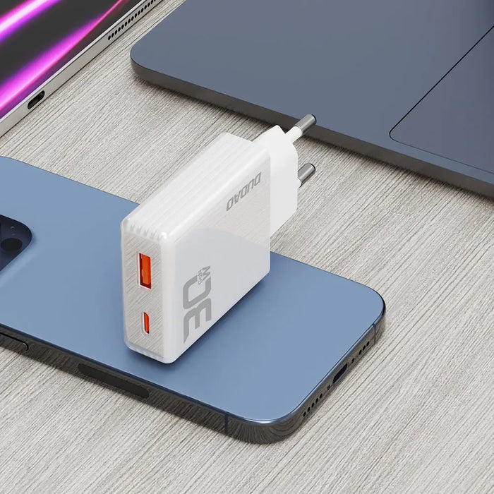 GaN Dudao A30EU 30W USB-A / USB-C Wall Charger - White - Cell phone USB charger<<<HurtelXML