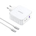 GaN Ugreen Nexode CD289 USB-A/2xUSB-C 140W wall charger + USB-C - USB-C cable 1.5m - white - Cell phone USB