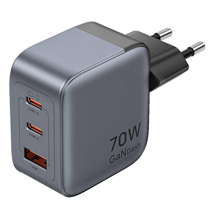 GaN Vention USB-C + C + A 70W Charger (Gray) - mains chargers<<<Chargers<<<GSM Accessories<<<InnproXML&&&Електроника