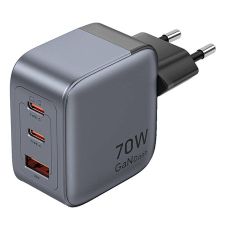 GaN Vention USB-C + C + A 70W Charger (Gray) - mains chargers<<<Chargers<<<GSM Accessories<<<InnproXML&&&Електроника