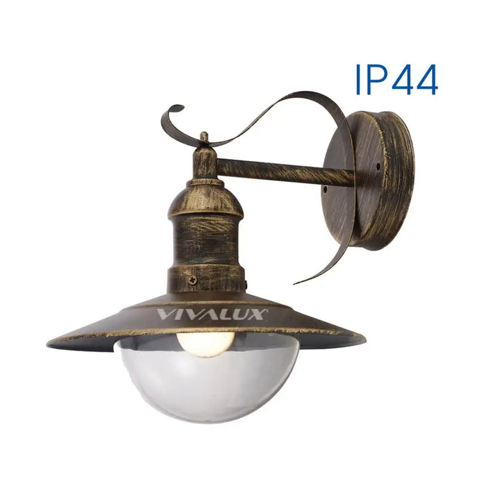 GARDEN LANTERN TOP MOUNT E27 IP44 ANTIQUE BRASS VIVALUX RIVIERA - Градински фенери<<<Външно