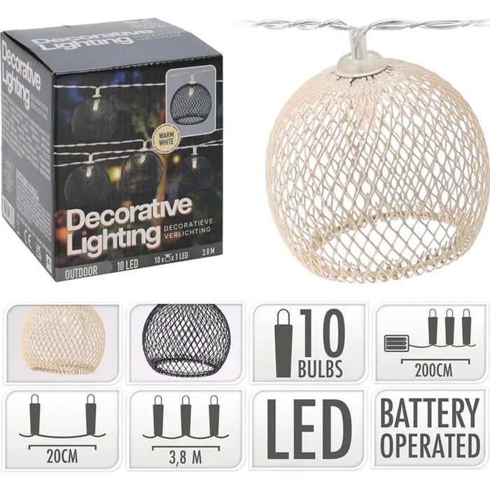 GARDEN LIGHTING LED ON BATTERIES 380CM 10 LAMPS 109000130 - Шатри<<<Чадъри сенници и шатри<<<Градина<<<Praktiker