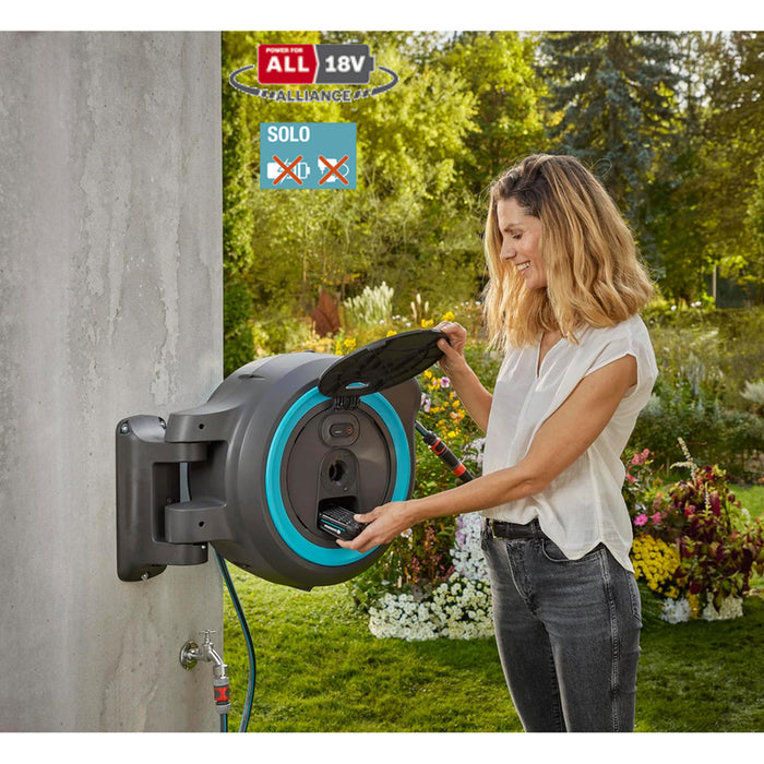 WALL HOSE REEL WITHOUT BATTERY AND CHARGER GARDENA PowerRoll XXL solo