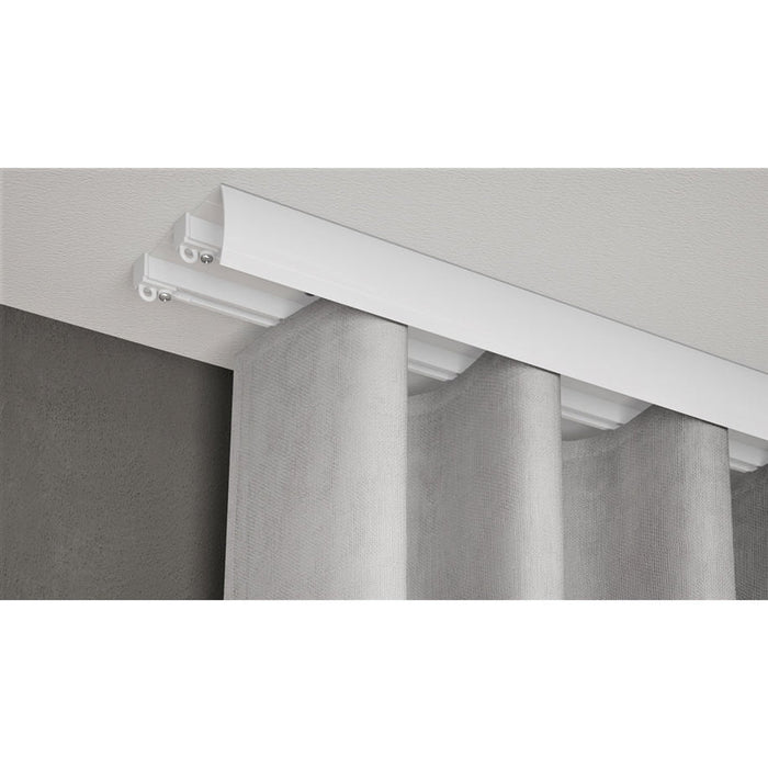 DOUBLE-CHANNEL ALUMINUM CORNICE WITH BLADE GARDINIA OLEA 200 CM. WHITE