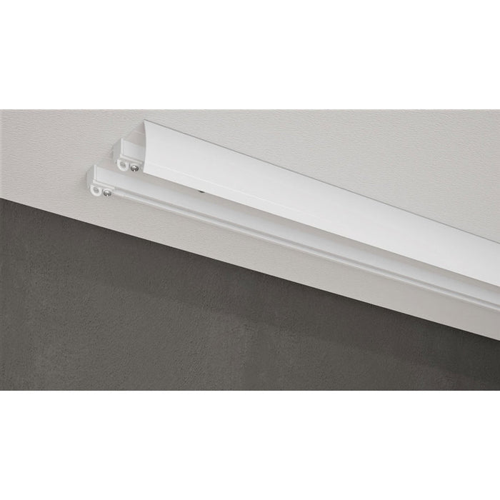 DOUBLE-CHANNEL ALUMINUM CORNICE WITH BLADE GARDINIA OLEA 250 CM. WHITE