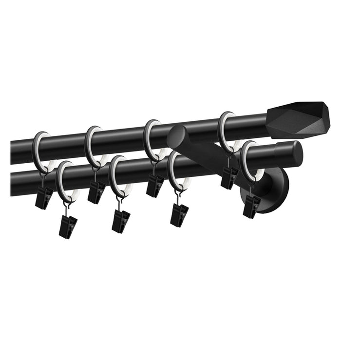 METAL DOUBLE CORNER GARDINIA HEX 200 CM BLACK