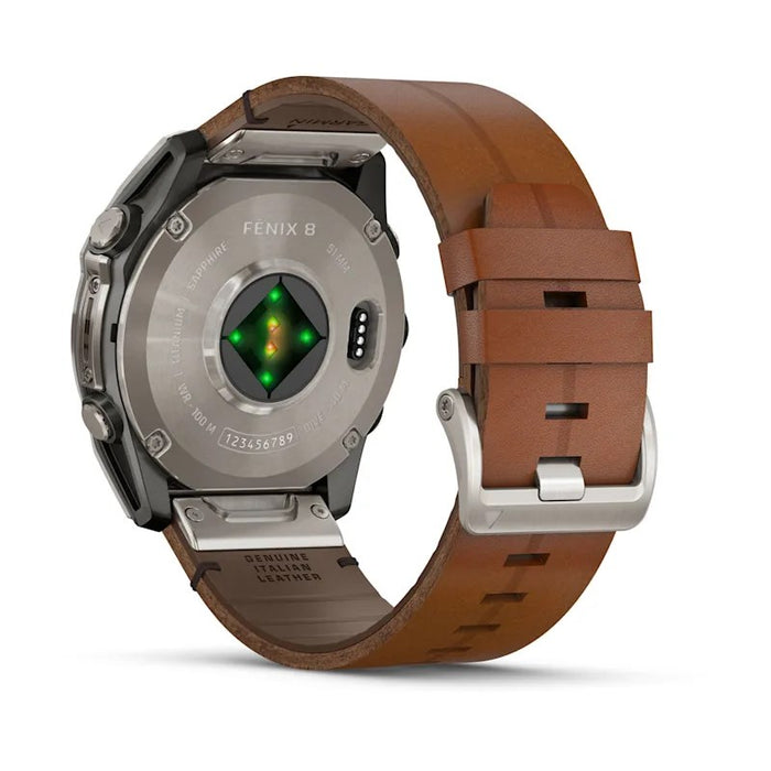 Garmin Fenix 8 3.56 cm (1.4") AMOLED 51 mm Digital 454 x 454 pixels Touchscreen Titanium Wi-Fi GPS (satellite)