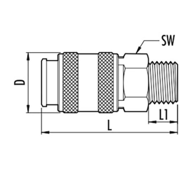 QUICK CONNECTION COUPLING MALE THREAD 1/2''