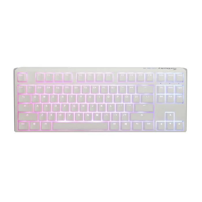 Геймърскa механична клавиатура Ducky One 3 Pure White TKL Hotswap Cherry MX Silent Red RGB PBT Keycaps - Геймърски