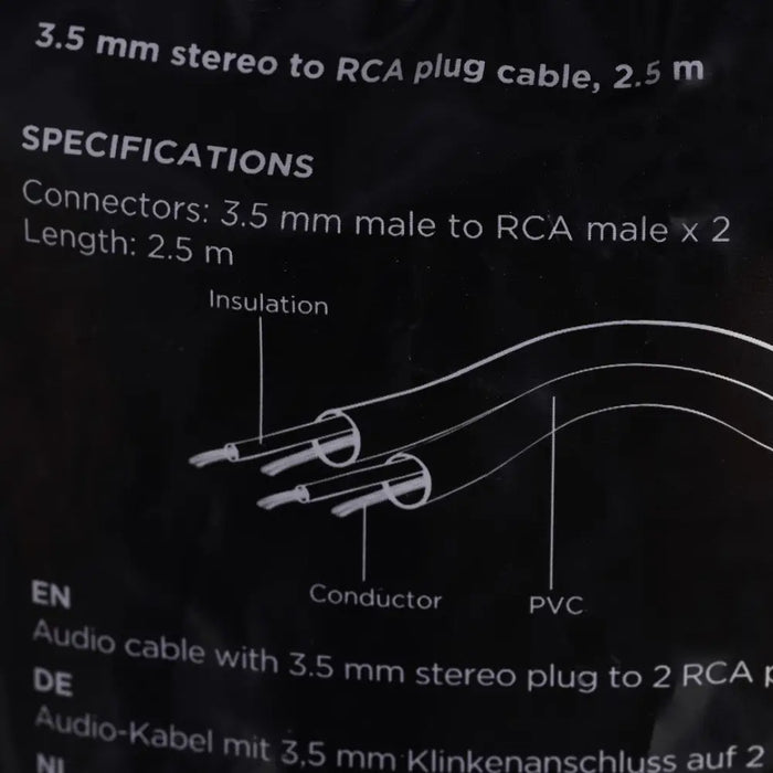 Gembird 2.5m 3.5mm/2xRCA M/M audio cable Black Red White - JACK and RCA(Cinch) cablesKBA-JAC<<<Cables