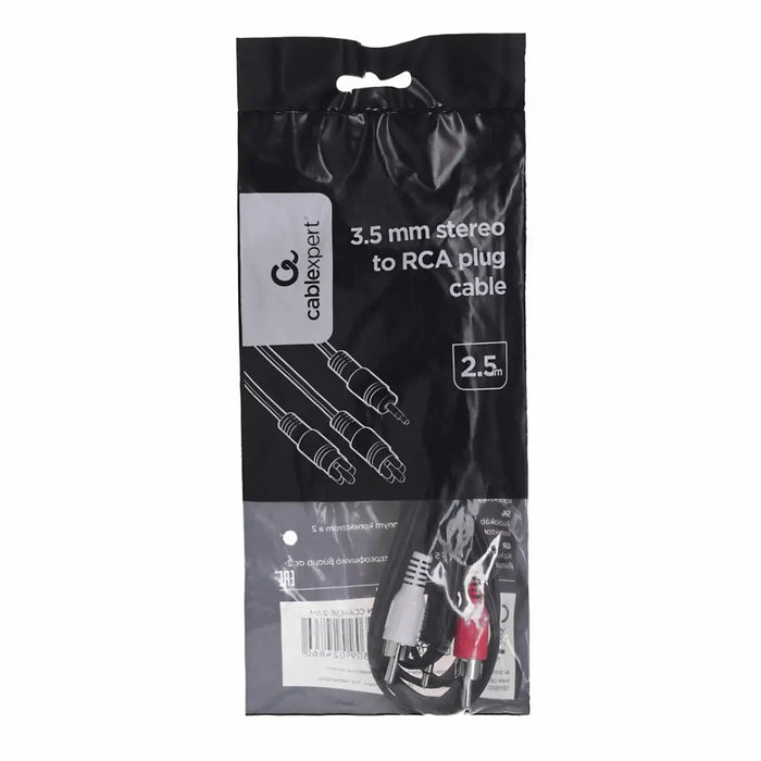 Gembird 2.5m 3.5mm/2xRCA M/M audio cable Black Red White - JACK and RCA(Cinch) cablesKBA-JAC<<<Cables