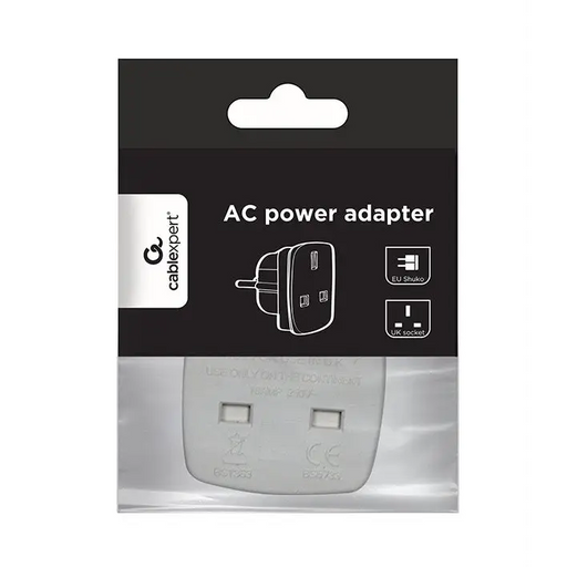 Gembird A-AC-UKEU-001 power plug adapter Type G (UK) Type F White - AdaptersKBA-ADA<<<Cables and adaptersKBA<<<ActionPL