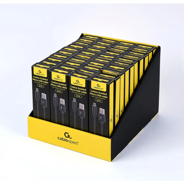 Gembird CCDB-mUSB2B-AMBM-6 Cotton braided Micro-USB cable with metal connectors 1.8 m black - USB