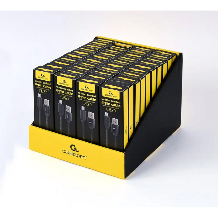 Gembird CCDB-mUSB2B-AMLM-6 Cotton braided 8-pin cable with metal connectors 1.8 m black - USB cablesKBA-USB<<<Cables