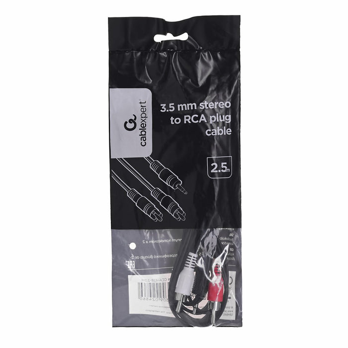 Gembird 2.5m, 3.5mm/2xRCA, M/M audio cable Black, Red, White