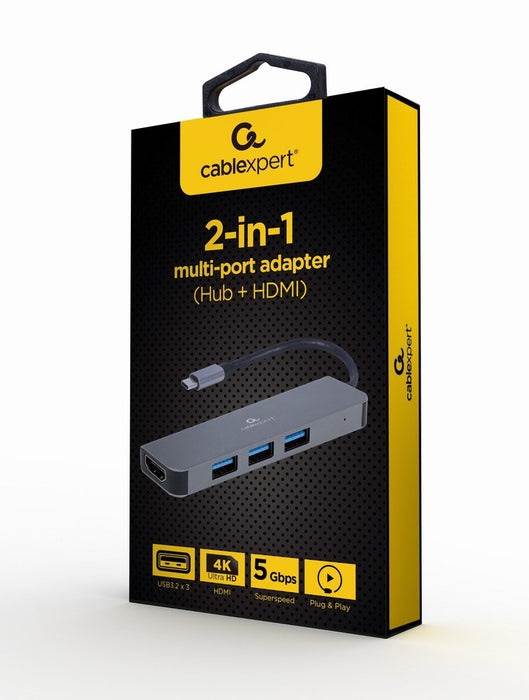 USB Hub GEMBIRD A-CM-COMBO2-01 Grey