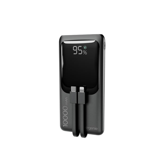 Gembird PB10-PD20-LCD-01 Fast charging power bank with integrated cables, 20W, 10000 mAh, black