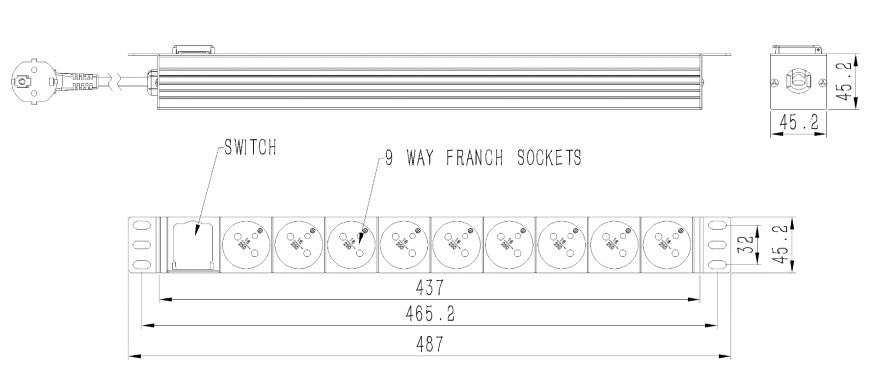 Gembird *Rack power strip PDU 9xFR 1U 16A F