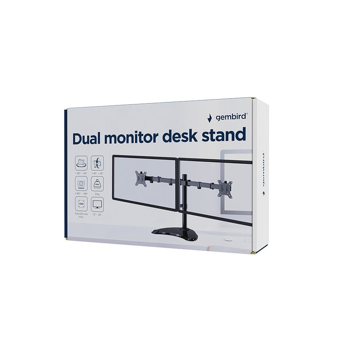 Gembird MS-D2ST-02 Monitor desk stand (rotate, tilt, swivel), 13”-32”, black