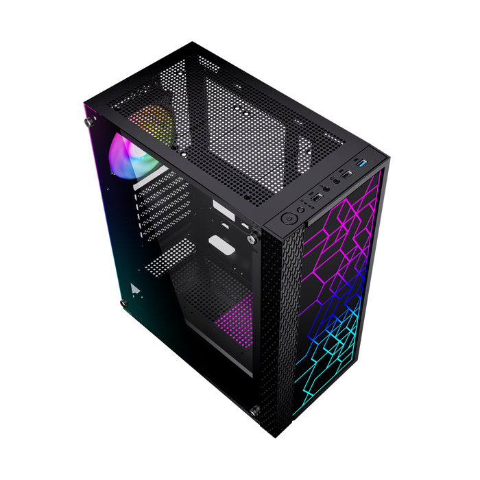Gembird Fornax 2500 ARGB Gaming ATX computer case, Midi Tower, backlight,  Black
