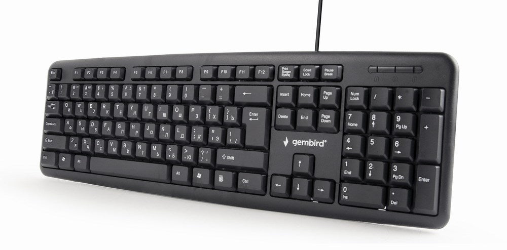Gembird KB-U-103-RU keyboard Office USB QWERTY English, Russian Black