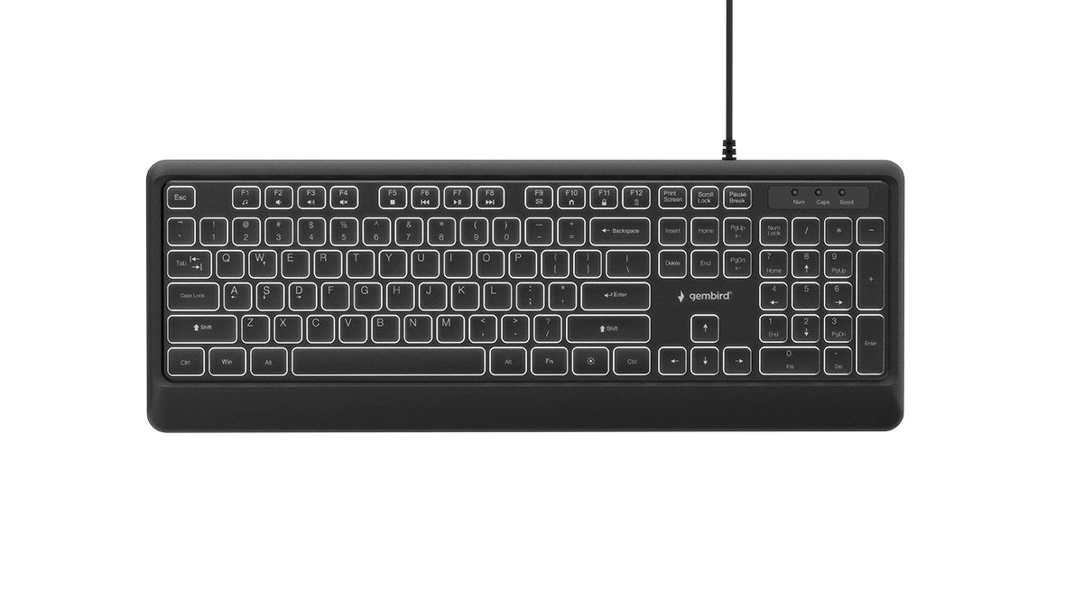 Gembird KB-UML-04 Slim wired backlight keyboard, black, US layout
