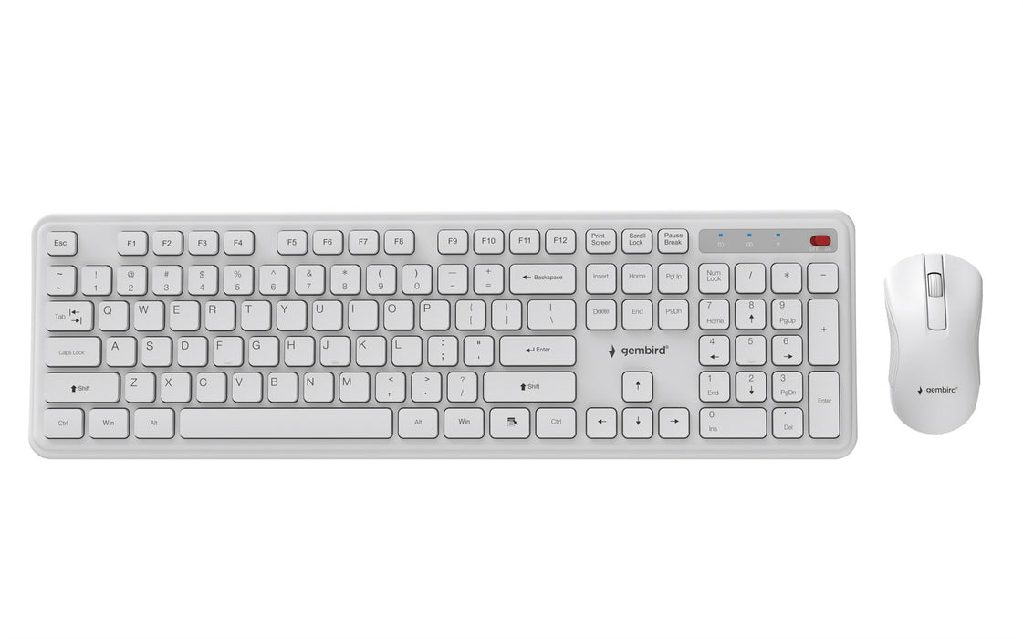 Gembird KBS-WPS-01 Slim Pro Business wireless desktop set, white, US layout