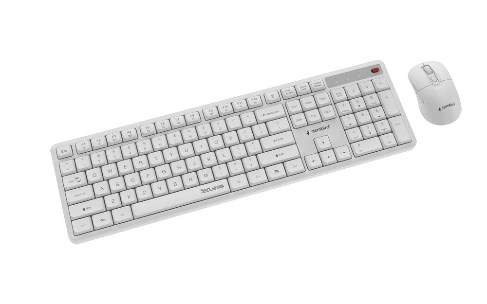 Gembird KBS-WMS-01-W Silent key Pro Business wireless desktop set, white, US layout