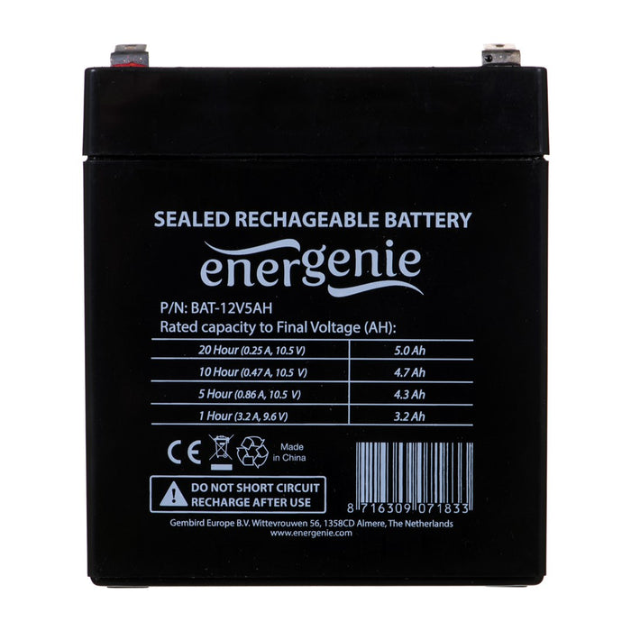 Battery for Uninterruptible Power Supply System UPS GEMBIRD 12V, 5Ah 5 Ah 12 V 5 V