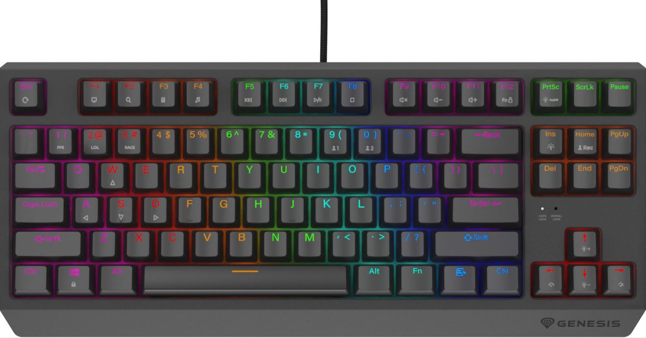 Genesis Gaming Keyboard Thor 230 TKL Lite US Rainbow Mechanical Outemu Red Black Hot Swap