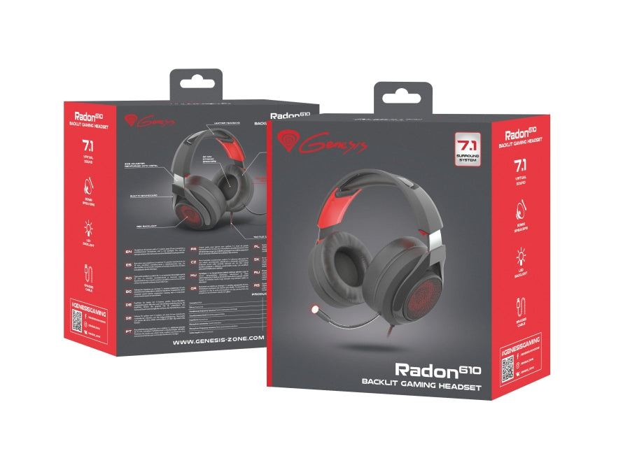 Genesis Gaming Headset Radon 610 7.1, Backlight