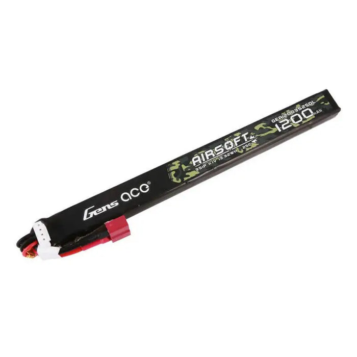 Gens Ace 25C 1200mAh 3S1P 11.1V Airsoft Gun Lipo Battery with T Plug Long size - Lithium and NiMH<<<Batteries<<<RC