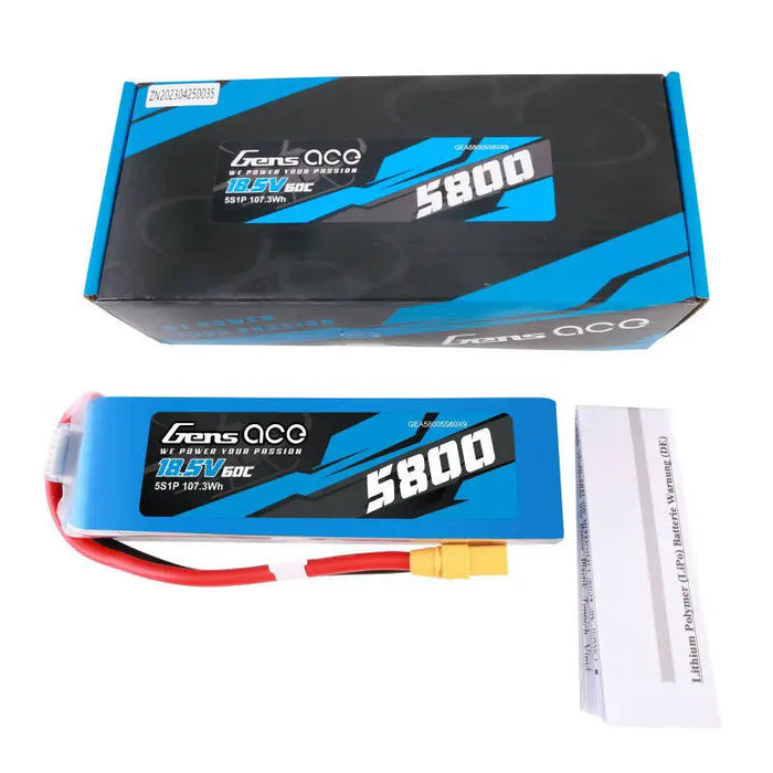 Gens ace 5800mAh 60C 18.5V 5S1P Lipo Battery Pack with XT90 plug - Lithium and NiMH<<<Batteries<<<RC models<<<InnproXML